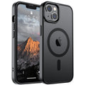 SUPFINE Magnetic for iPhone 14 Case & iPhone 13 Case (Compatible with MagSafe)(Military Grade Drop Protection) Translucent Matte Shockproof Phone Cover,Black