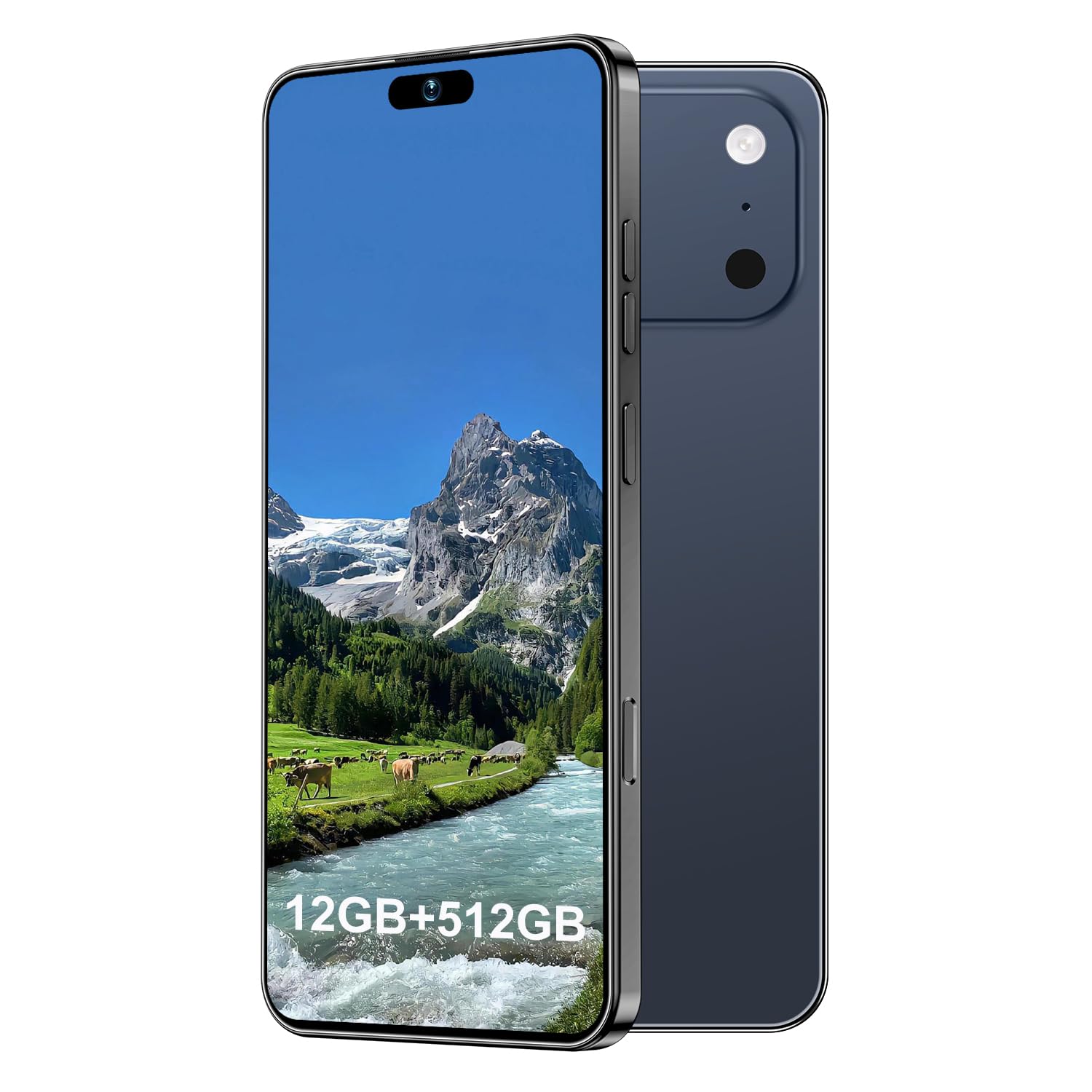 ONPTJ 17PM Unlocked Smartphone 6.9" HD Screen 12+512GB Smartphone with 128G Memory Card New System 7000mAh Long Battery Dual SIM/Fingerprint Lock/GPS/Face ID (Dark Blue)