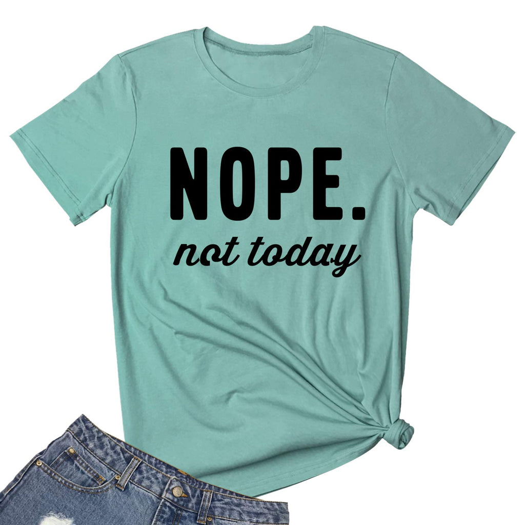 YITAN Women Casual Graphic Tees Round Neck T-Shirts Light Green Small