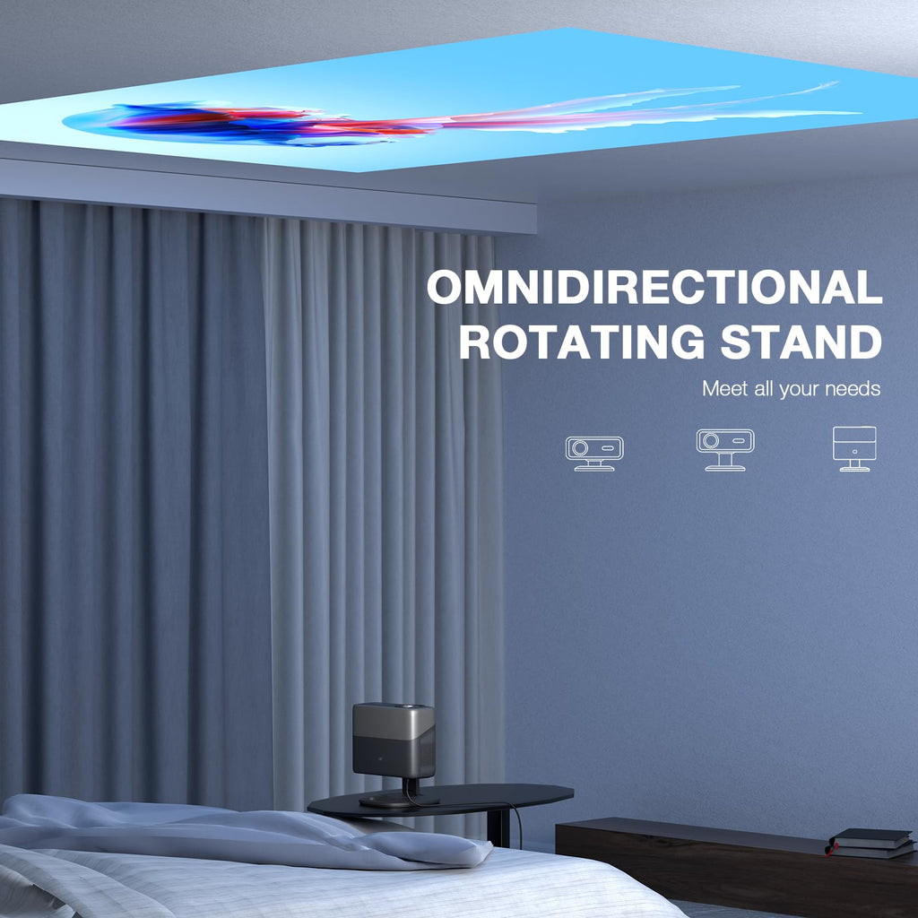 [ Officially-Licensed APP & Dolby Audio] 4K Projector with WiFi and Bluetooth,TOF Real-Time Auto Focus Smart Projector, AuKing Outdoor Movie Home Theater Proyector with Omni-Adjustable Stand