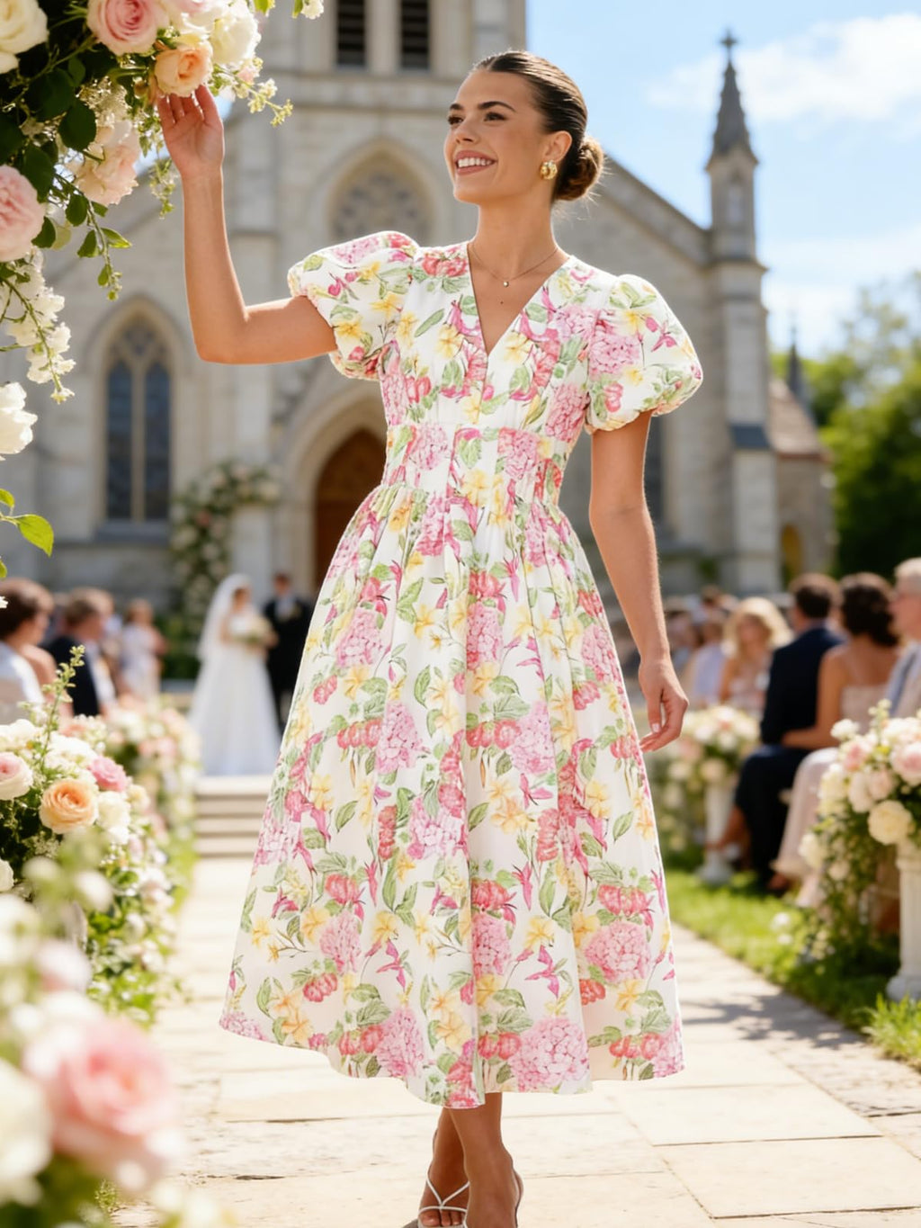 Flessibili Womens Short Sleeve Floral Maxi Dresses 2026 Spring Wedding Guest Party Summer Dress Pink Hydrangea X-Large