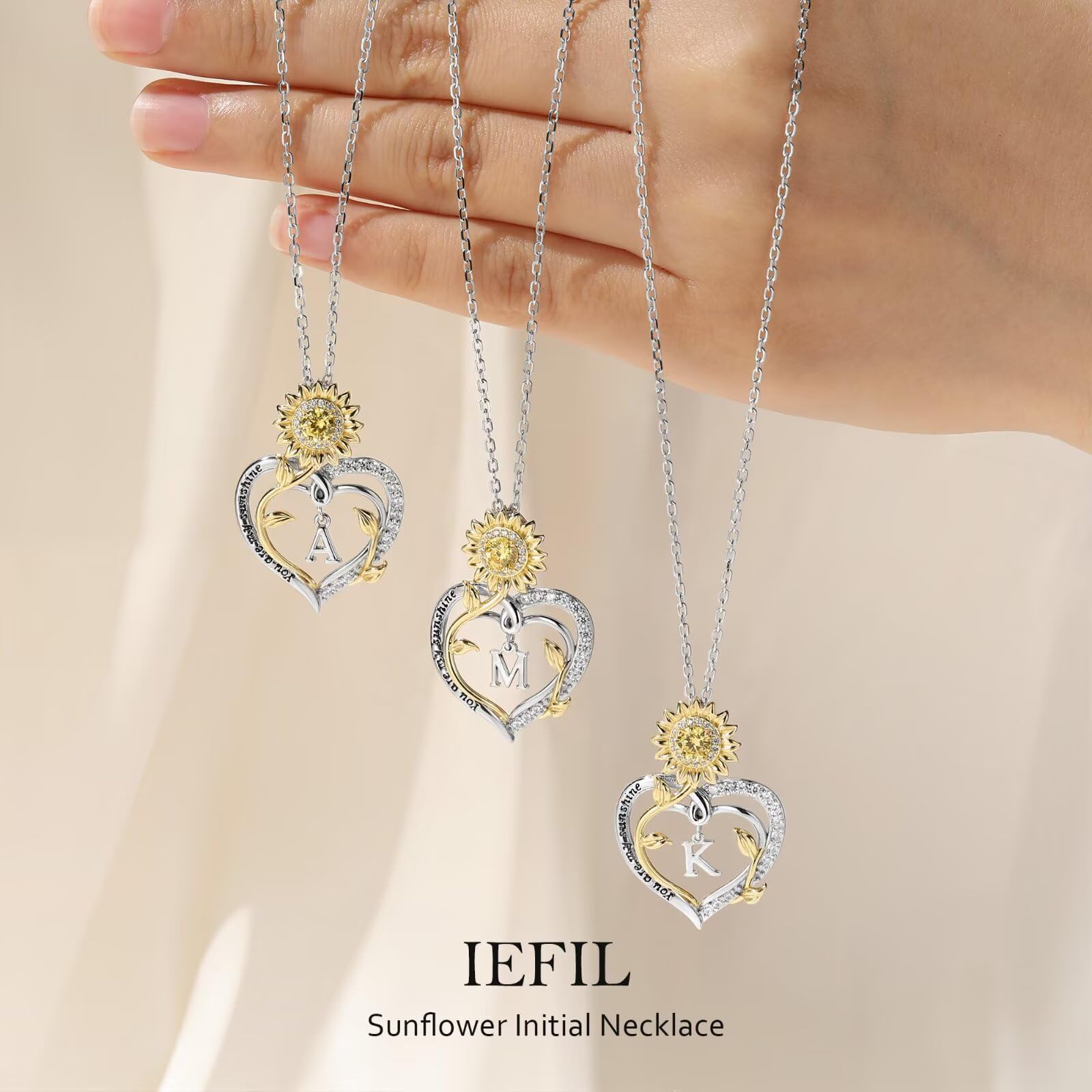 Iefil Valentines Day Gifts for Her - Sunflower Gift for Women, Birthday Gifts for Wife, Sunflower Heart Necklaces, You Are My Sunshine Jewelry for Women