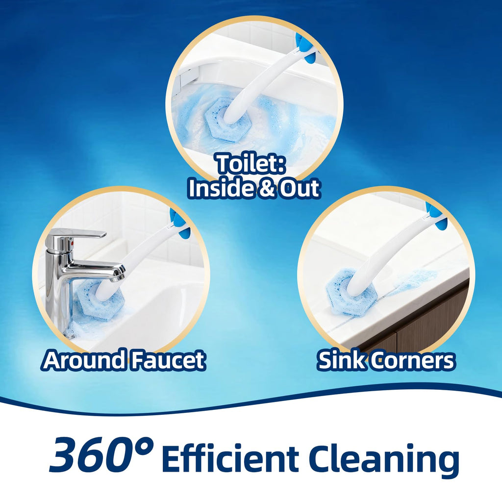 60 Count Toilet Cleaner Refill Pads Compatible with Clorox ToiletWand, High-Density Disposable Toilet Brush Refills for Powerful Scrubbing