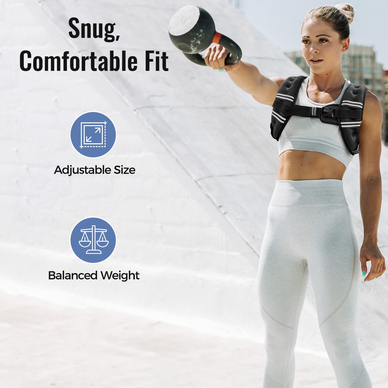 Zeerun Weighted Vest for Women & Men with Reflective Stripe and Adjustable Buckle, Comfortable & Durable Rucking Vest for Walking, Running & Strength Training, 10LBS-Black