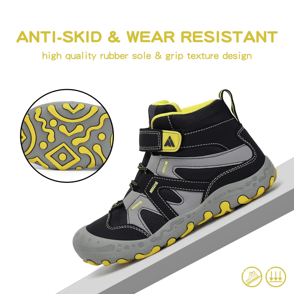 Mishansha Boys Girls Shoes Outdoor Hiking Waterproof Breathable Little Kids Ankle Sneaker Boots with Anti-Slip Rubber Sole Black 2 Little Kid