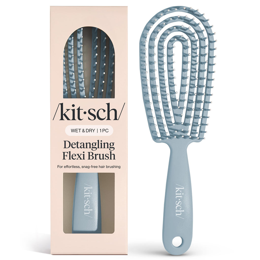 Kitsch Detangler Brush – Flexible Curly Hair Brush for Women, Men & Kids | Detangling Hairbrush with Bendable Frame and Ultra-Smooth Bristles for Wet or Dry Strands - Haze Blue