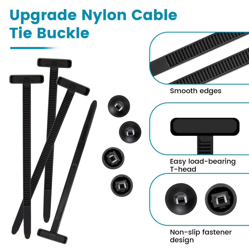 100 Pcs Nylon Universal Cable Tie Buckle, Multifunctional Nylon Cable Ties, Plastic Cable Tie Tool Fasteners, Zipper Clips, Suitable for Car Daily Repair (Black)