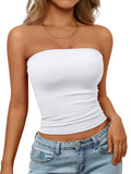 Trendy Queen Womens Strapless Tube Tops Basic Backless Sleeveless Bandeau Going Out Crop Tops Cute 2025 Summer Clothes White XS