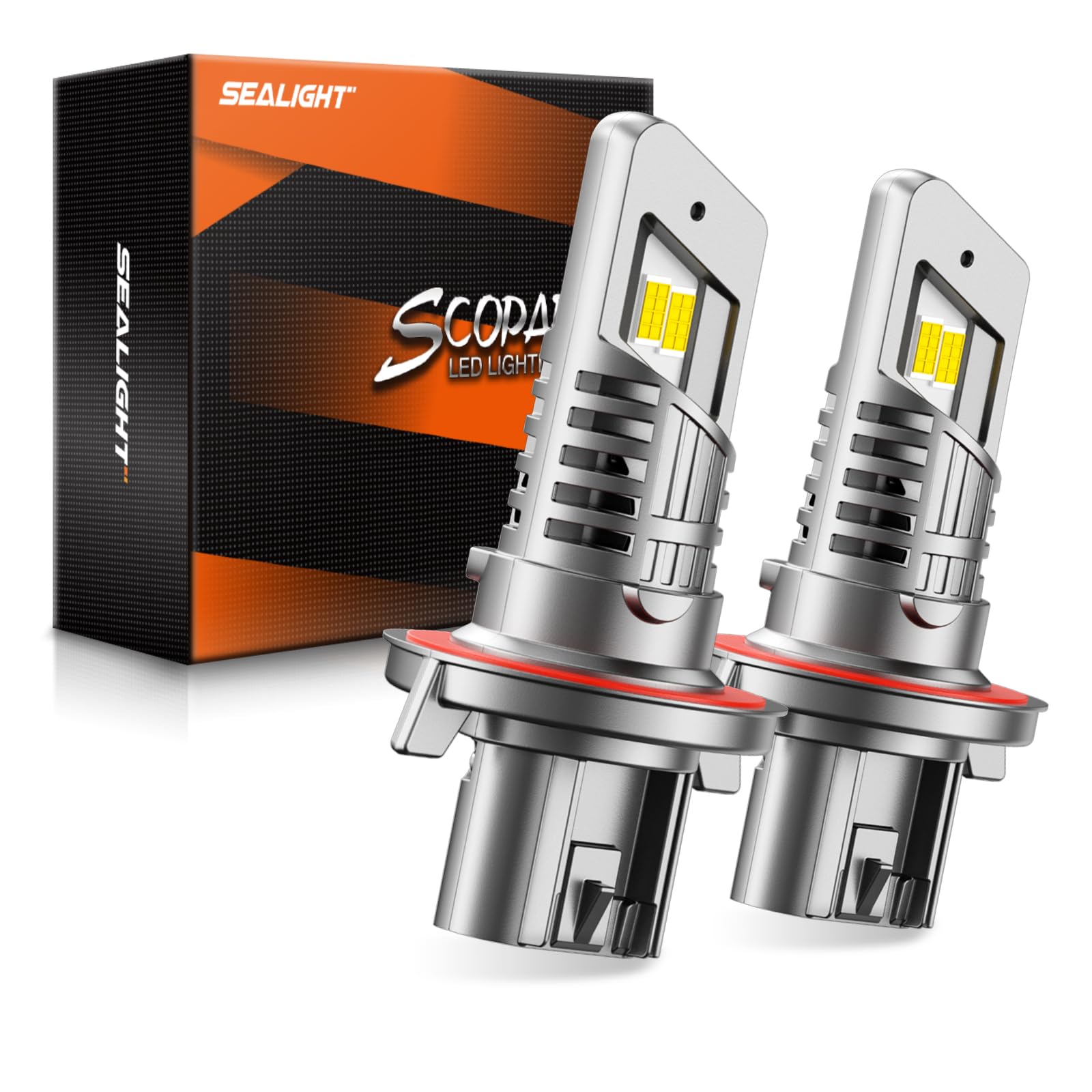 SEALIGHT 9008/H13 Bulbs Hi/Low Beam, 900% Super Brighter, 1:1 Size Fog Lights, 6500K Cool White, 60000Hrs Long Service Life with Cooling Fan, 3MIN Play and Plug, Pack of 2