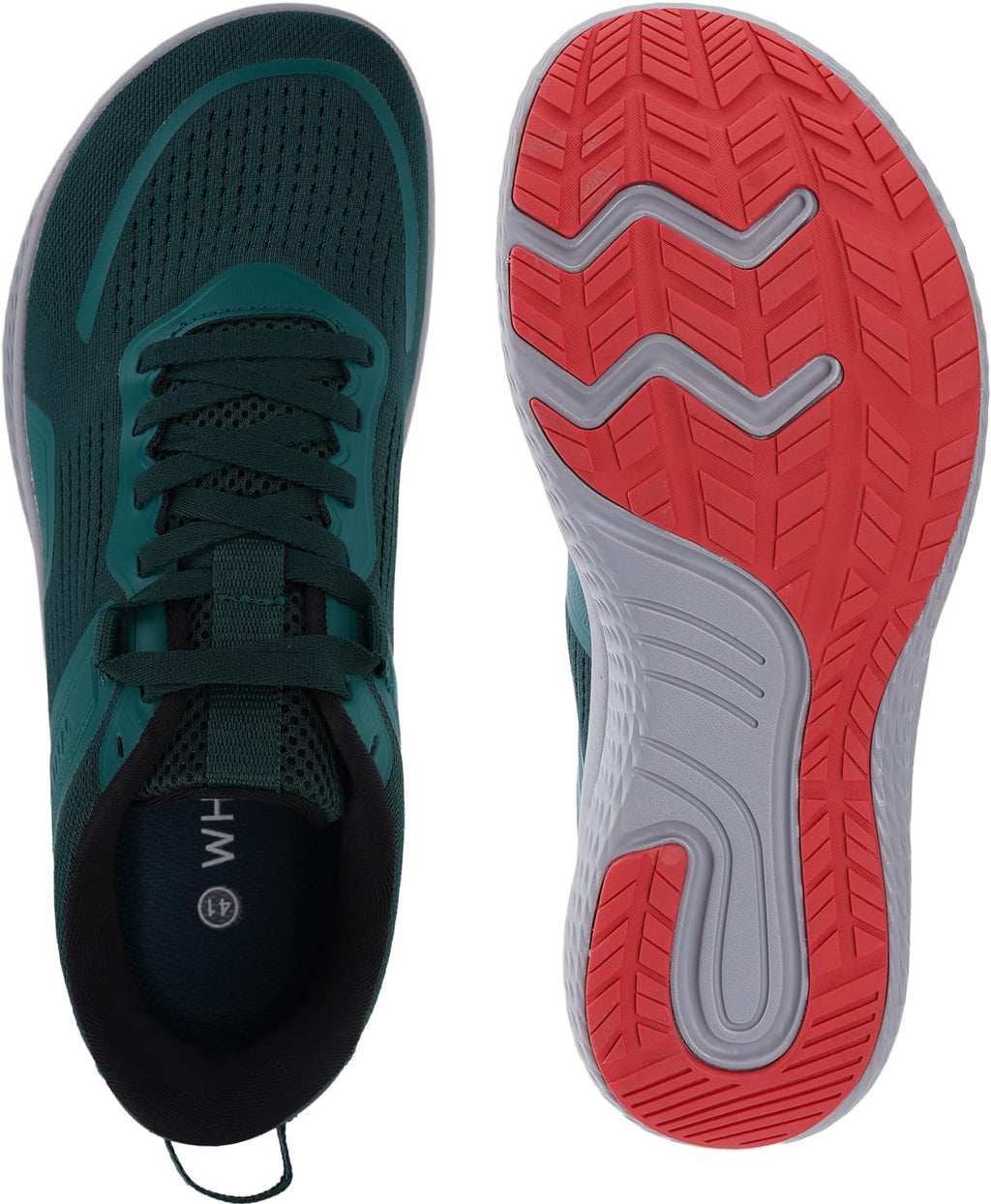 WHITIN Men's Wide Toe Box Running Shoes Width Zero Drop Transitional Barefoot Minimalist Size 10 Cross Jogging Lightweight Blackish Green 44