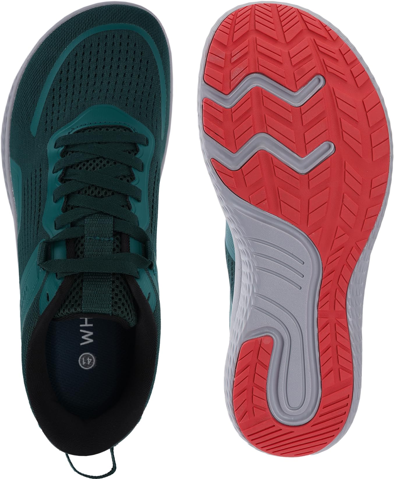 WHITIN Men's Wide Toe Box Running Shoes Width Zero Drop Transitional Barefoot Minimalist Size 10 Cross Jogging Lightweight Blackish Green 44