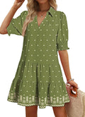 Dokotoo Boho Dresses for Women 2026 Spring Summer Casual Dress Mini Womens Dresses Vacation Resort Wear Texture Women's Clothing Fashion Beach Plus Size Clothes Green a