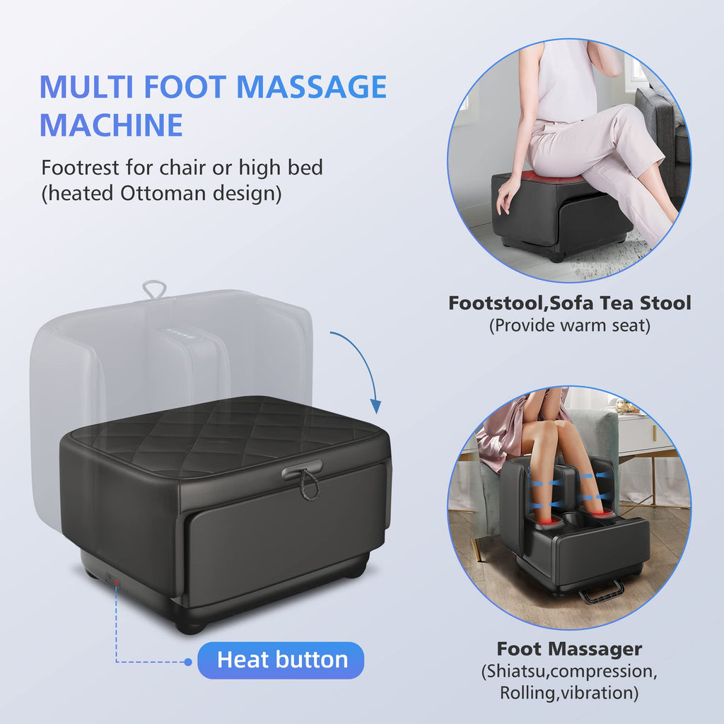 COMFIER 2 in 1 FSA Foot Massager Machine, HSA Shiatsu Foot and Calf Massager with Heat,Kneading,Vibration,Compression Massagers for Feet Health,Ankle & Leg Tired,Plantar Fasciitis,Gift for Men Women