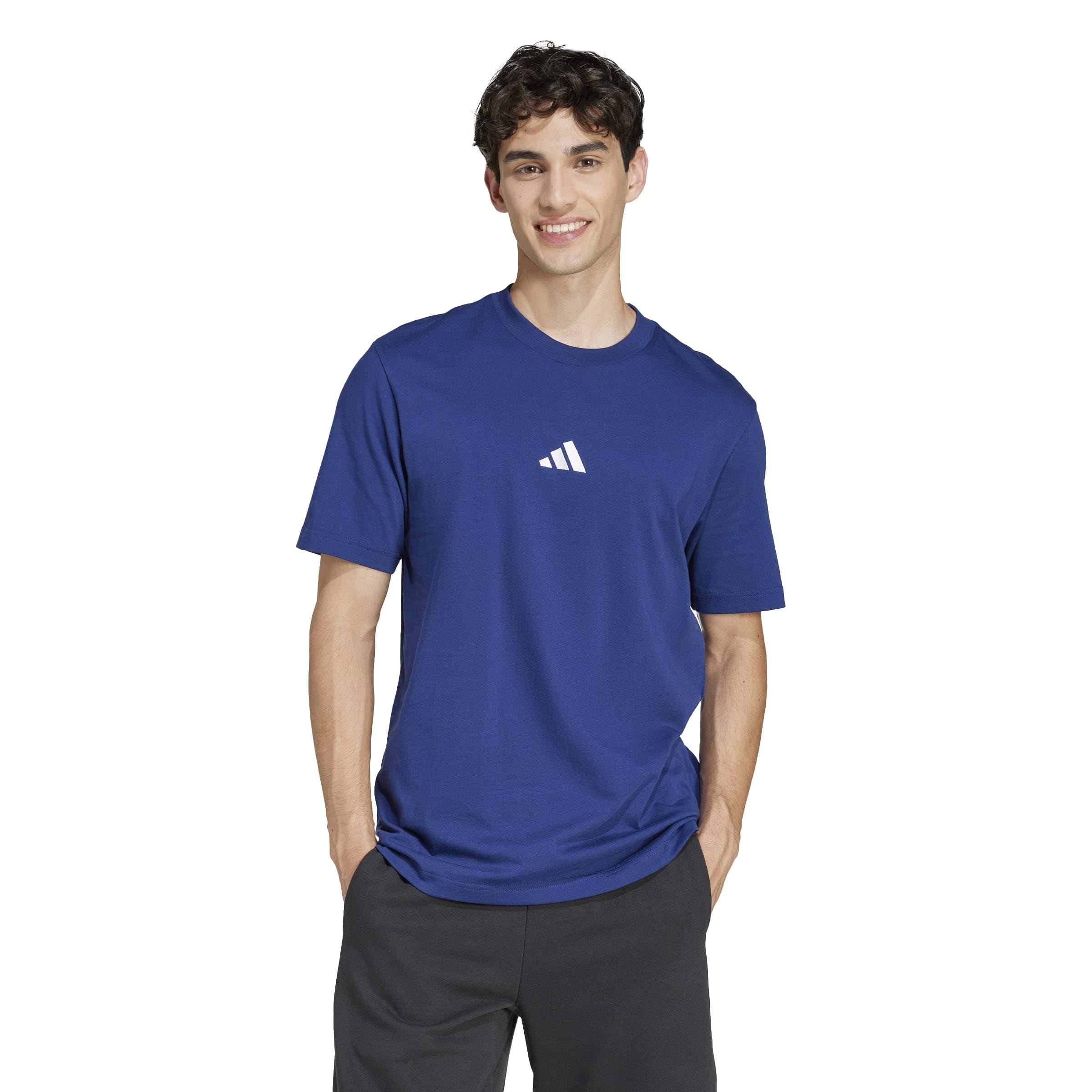 Adidas Men's Essentials Small Logo Sportswear T-Shirt, Dark Blue/White, X-Large