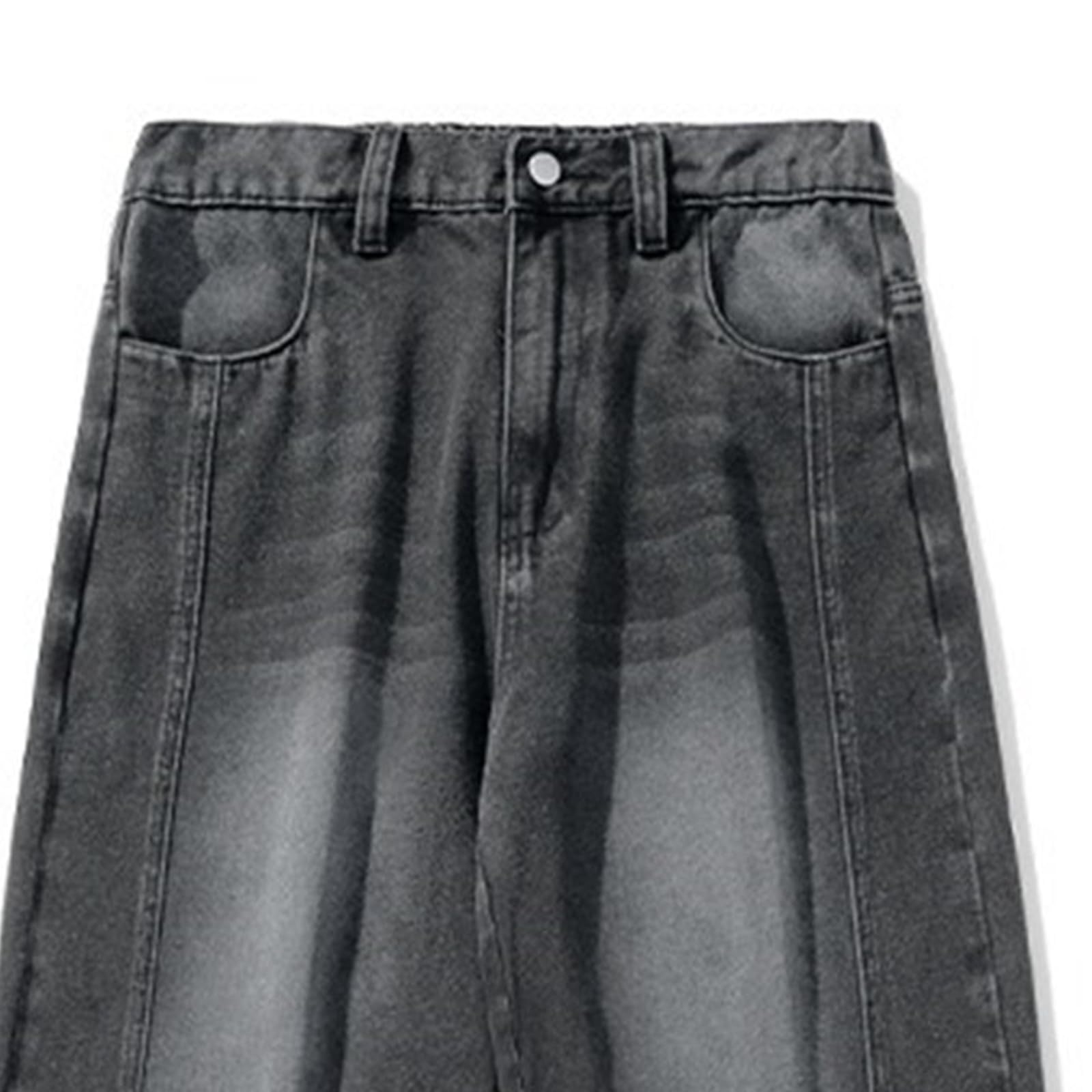 qcdyrxf Jeans for Men Baggy Y2k Wide Leg Jeans Loose Fit Denim Streetwear Hip Hop Jean