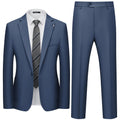 WULFUL Men's 2 Piece Slim Fit Suit Set One Button Blazer Jacket Pants Set Navy