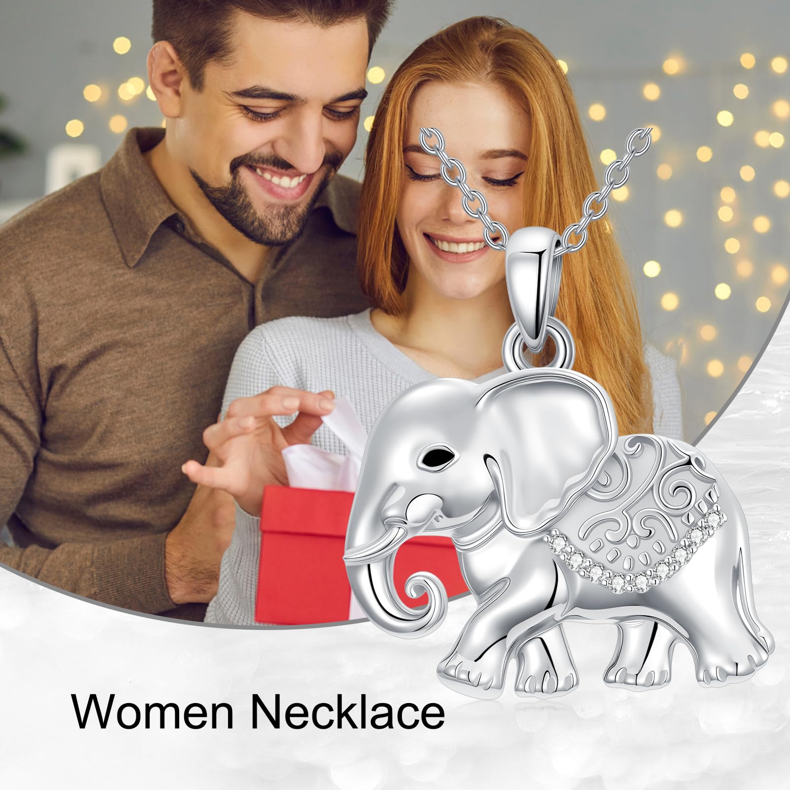 Sonouli Lab Grown Diamond Elephant Necklace Elephant Pendant Necklace Gift for Women