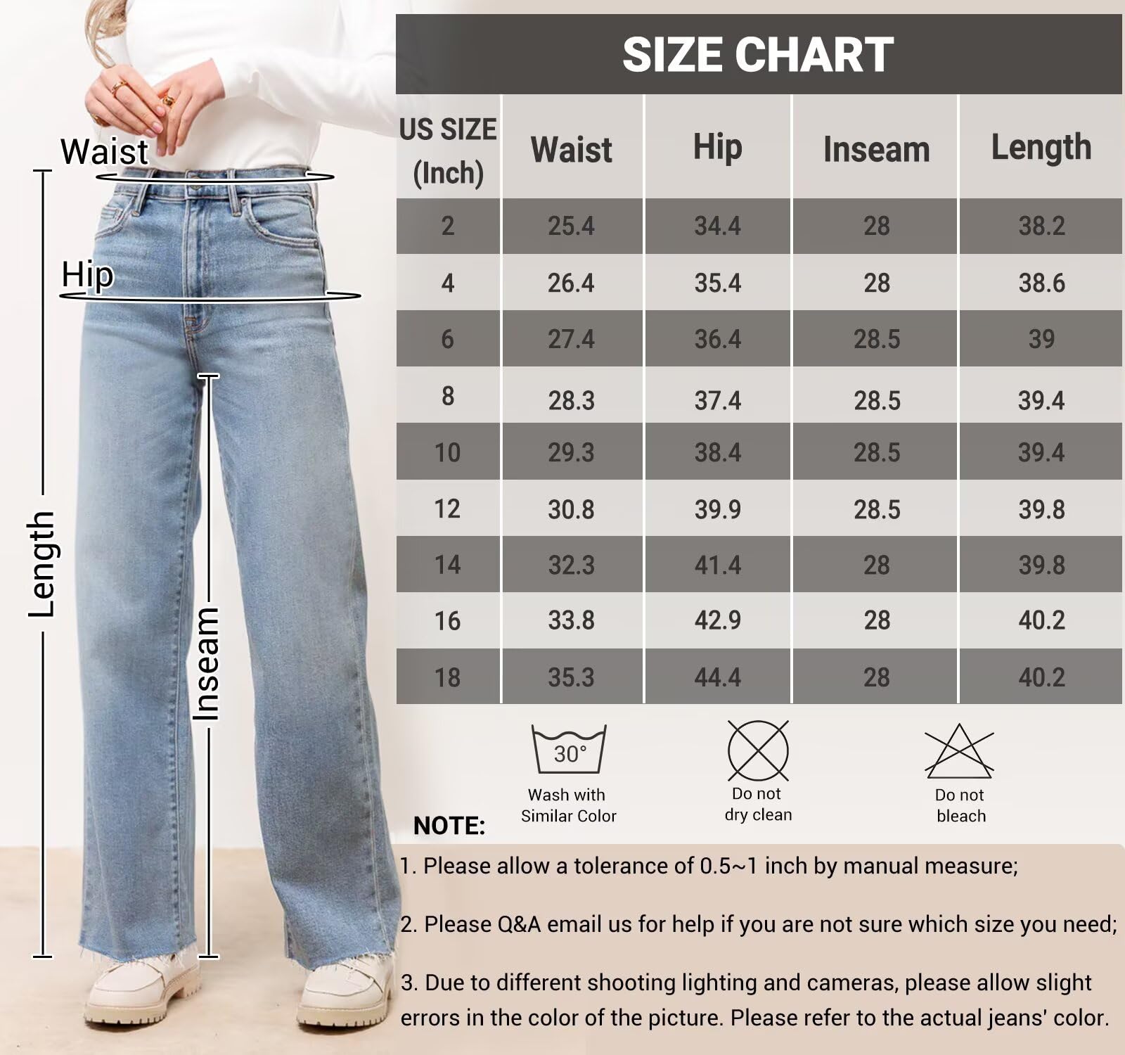 KDF Straight Leg Jeans for Women High Waisted Frayed Baggy Pants, Raw Hem, Loose, Stretchy Cropped Wide Leg, Light Blue, Size 8