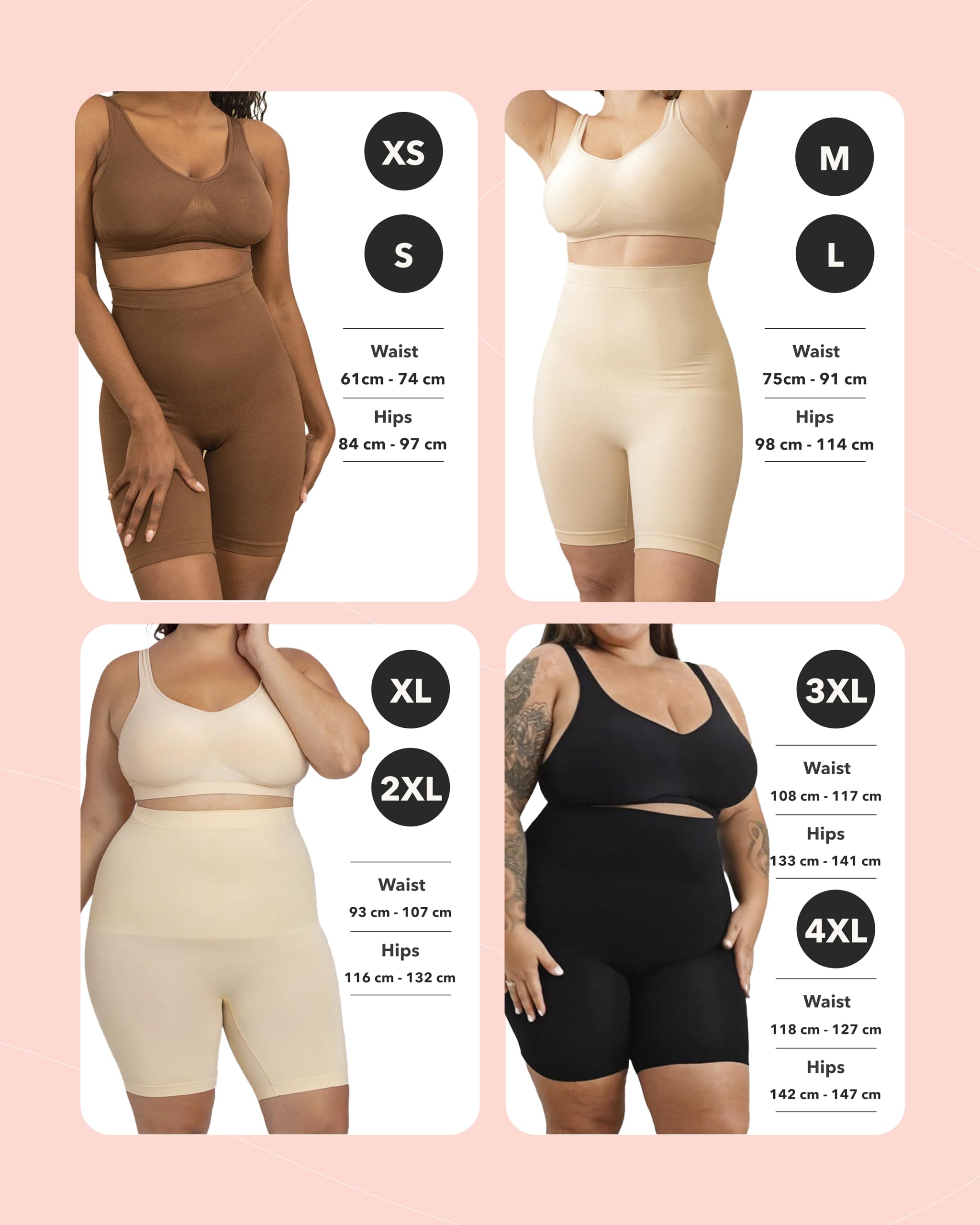 SHAPERMINT Shapewear for Women - High-Waisted Shapewear Tummy Control Shorts, Thigh Slimmer, Underwear for Women Nude