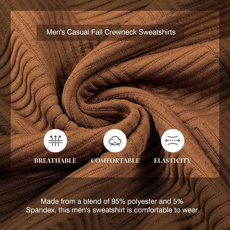 Dokotoo Men Mens Fashion Sweatshirts Fall Winter Patchwork Long Sleeve Patchwork Lightweight Casual Crewneck Pullover Sweatshirts Brown X-Large