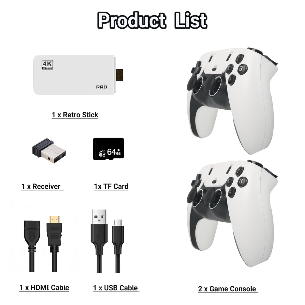 Retro Gaming Console 39,000+ Games, Plug and Play Video Game Console Built-in 28 Classic Emulators, 4K High Definition HDMI Output for TV with Dual Controllers