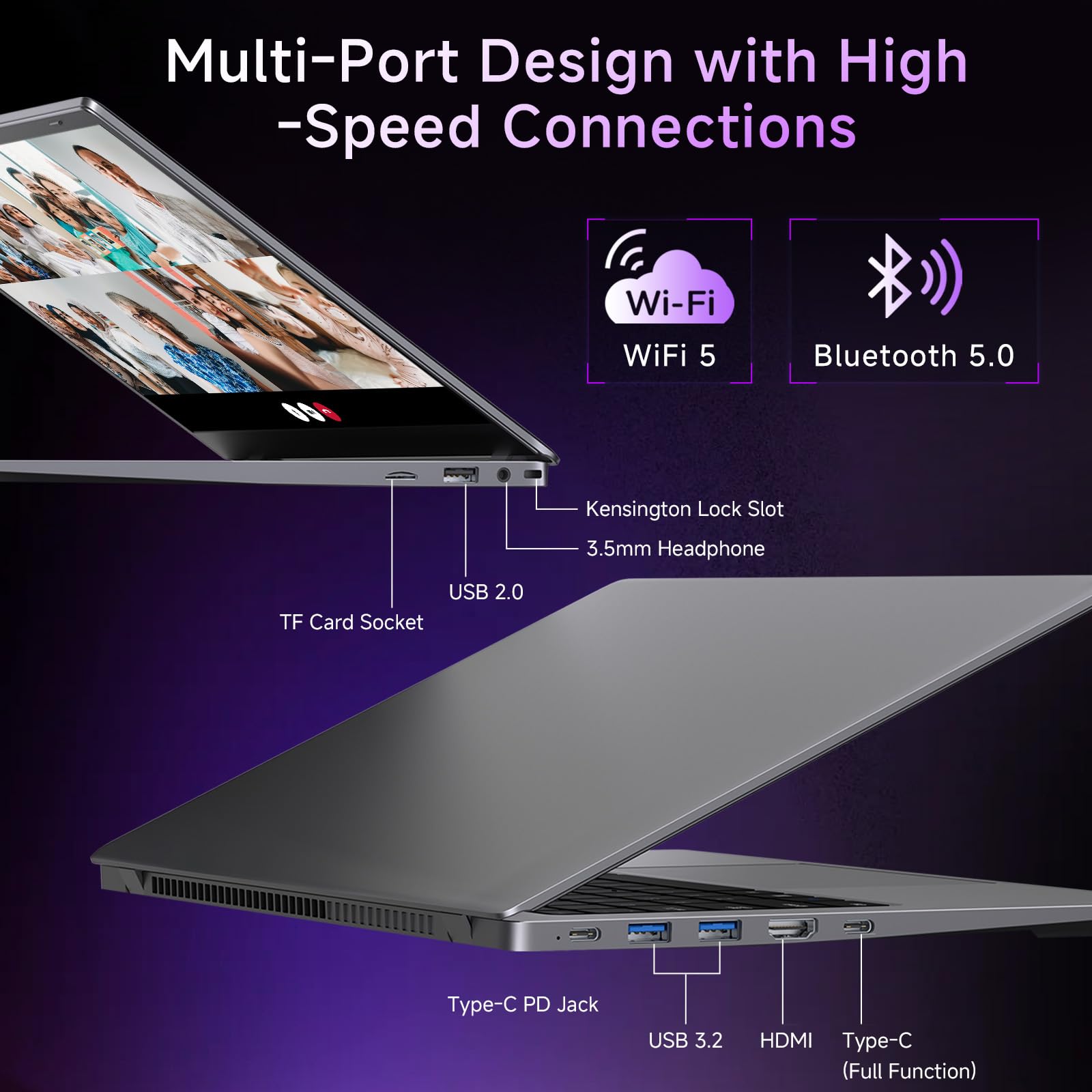 MAXVELTH Laptop 32GB RAM 1TB SSD, Gold Pentium Processor (Up to 3.4GHz), 14 Inch IPS FHD Display, 38WH, USB3.2, Type-C, HDMI, WiFi 5, Win11 Laptop, Notebook Laptops for Business and Students