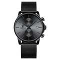 GOLDEN HOUR Men’s Watch Fashion Sport Quartz Analog Mesh Stainless Steel Waterproof Chronograph Watches, Auto Date in Grey Hands, Color: Black