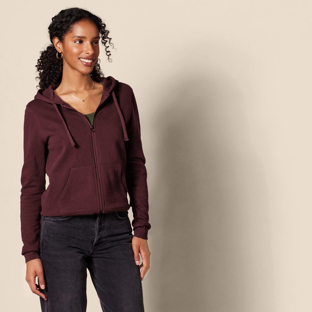 Amazon Essentials Women's Fleece Full-Zip Hoodie (Available in Plus Size), Burgundy, X-Large