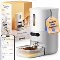 Pawsync Automatic Cat Feeder, WiFi Smart Scale Tracks Pet's Food Intake, App Control, 3.6L Timed Food Dispenser for Cats and Dogs, Up to 10 Meals Per Day, Stainless Steel Bowl, Dual Power Supply