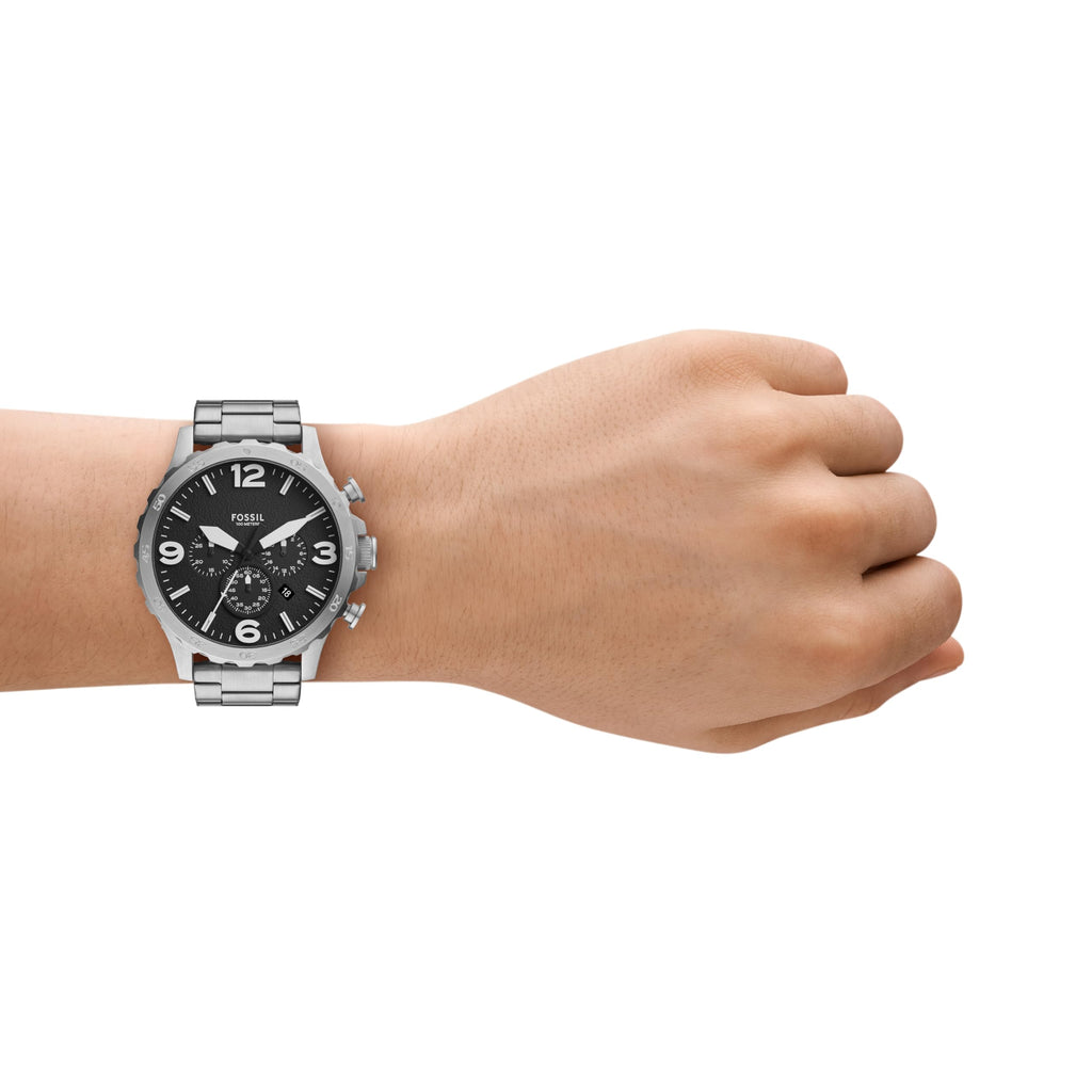 Fossil Men's Nate Quartz Watch, Stainless Steel Chronograph Watch for Men