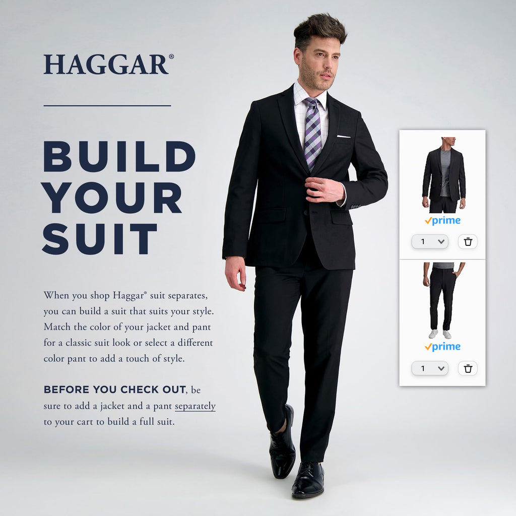 J.M. Haggar Men's Premium Stria Tailored Fit Suit Separate Coat, Black 48R