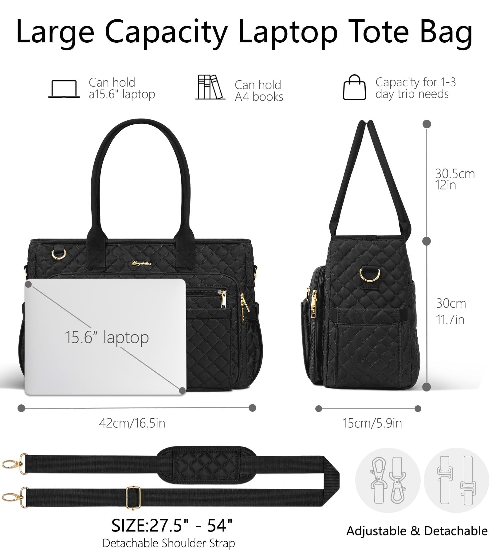 Teacher Tote Bags for Women, 15.6 inch Laptop Work Tote Nurse Bible Bag With Large Cup Holder & Insulated Pocket Quilted Shoulder Handbag Laptop Briefcase for Work, Daily, School, Travel, Gifts
