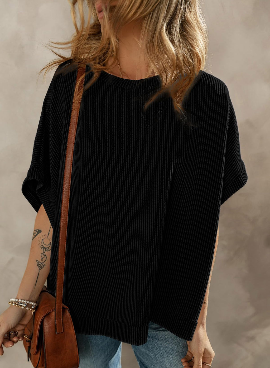 Dokotoo Womens Ladies Plus Size Tops for Women 2026 Fashion Summer Short Sleeve Solid Casual T-Shirts Work Business Loose Tee Shirts Texture Waffle Knit Tunic Top Blouses Black XX-Large