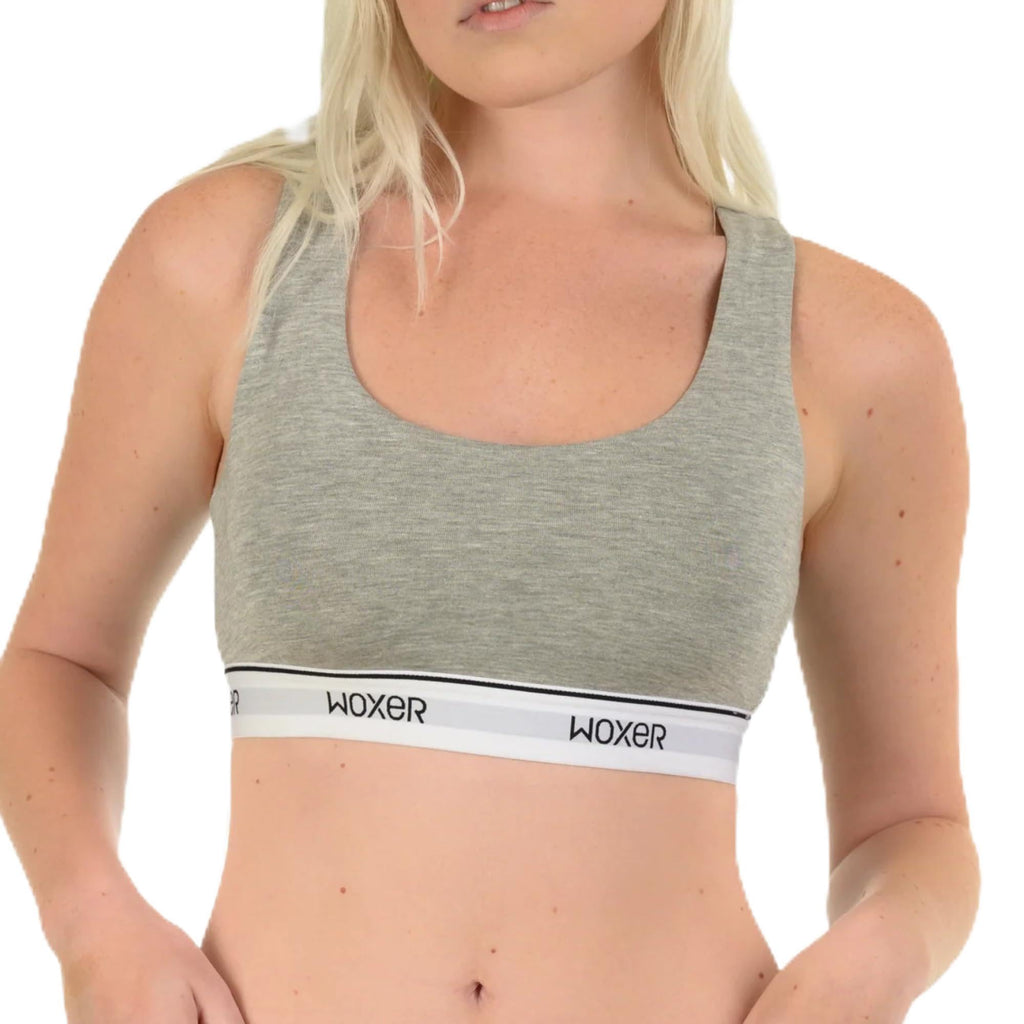 Woxer Boss Bralette for Women – Wireless, Seamless, Comfortable Racerback – Soft Modal Workout & Sports Bra, Lounge, Yoga & Sleep Bralette, Everyday Wireless Bra, Heather Grey 2XL