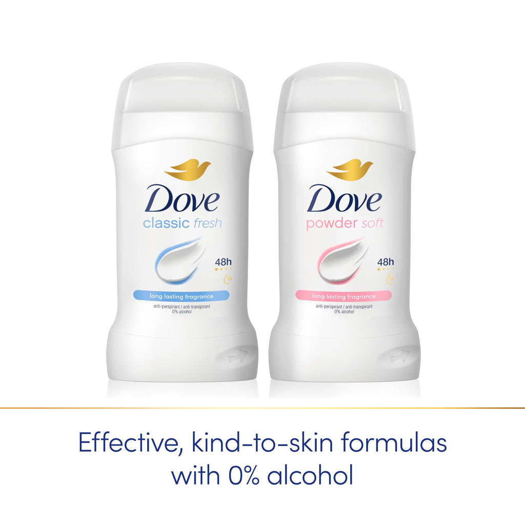 Dove Powder Soft Women's Antiperspirant Deodorant Cream Stick for 48 hour sweat protection and long-lasting fragrance with ¼ moisturising cream 50 ml