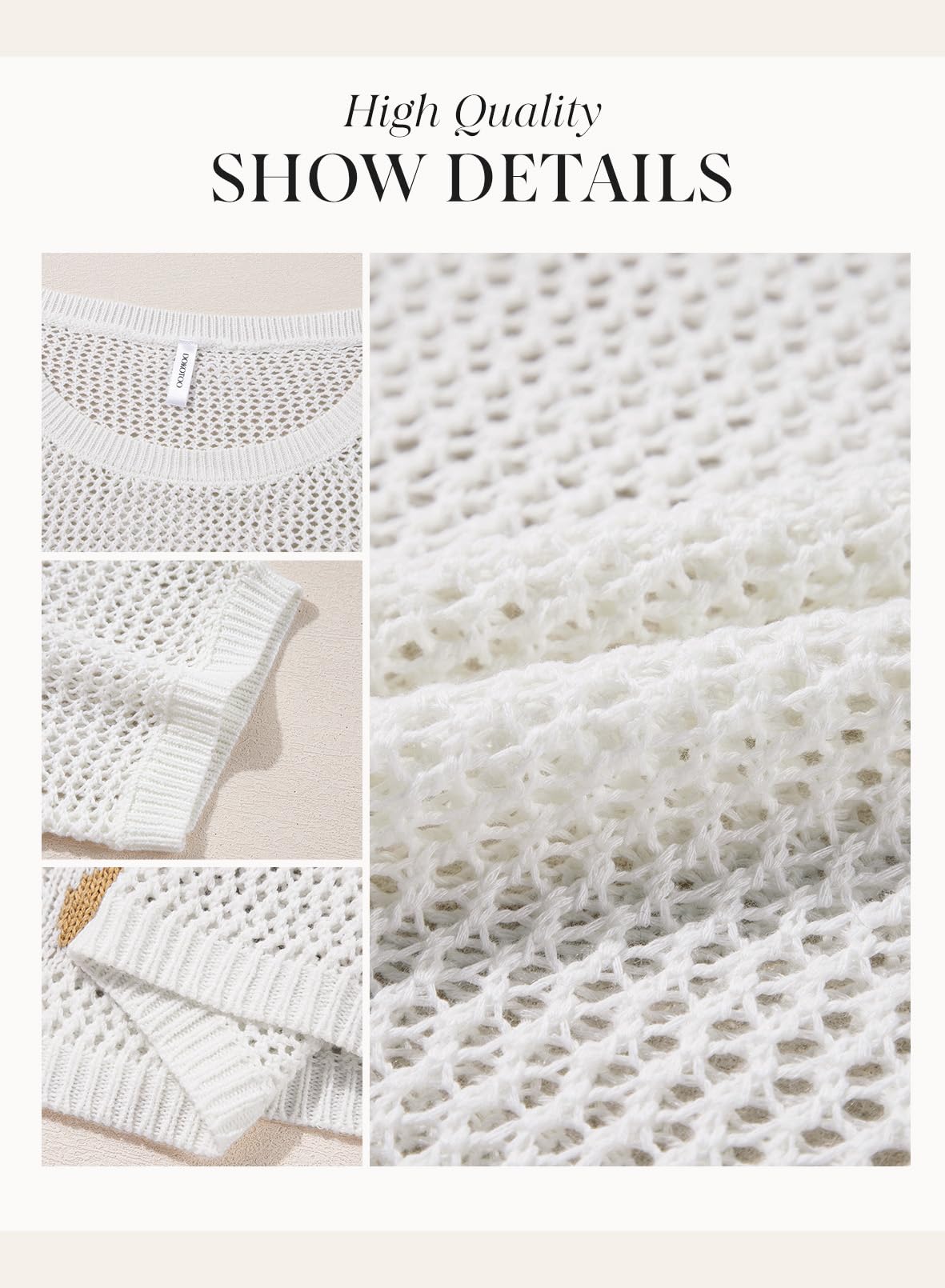 Dokotoo Womens 2026 Floral Summer Crochet Hollow Out Cute Tops Sweaters Tops Spring Off Shoulder Pullover Shirt Lightweight Knit Sweater Blouse Bathing for Women,White Large