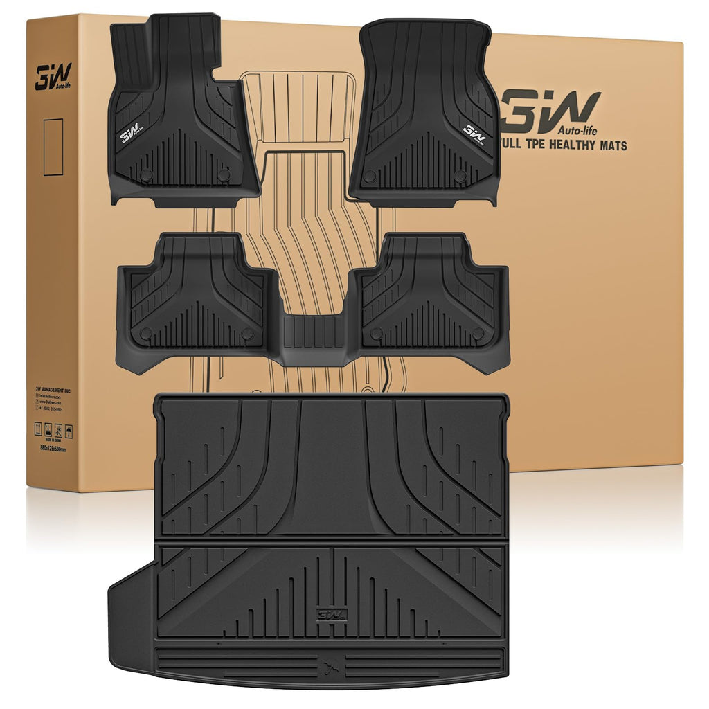 3W Floor Mats & Cargo Liner for BMW X3 G45 2025 2026, Accessories Custom Fit TPE All Weather 1st & 2nd Row Car Mats and Trunk Liners for BMW X3 30/M50 xDrive