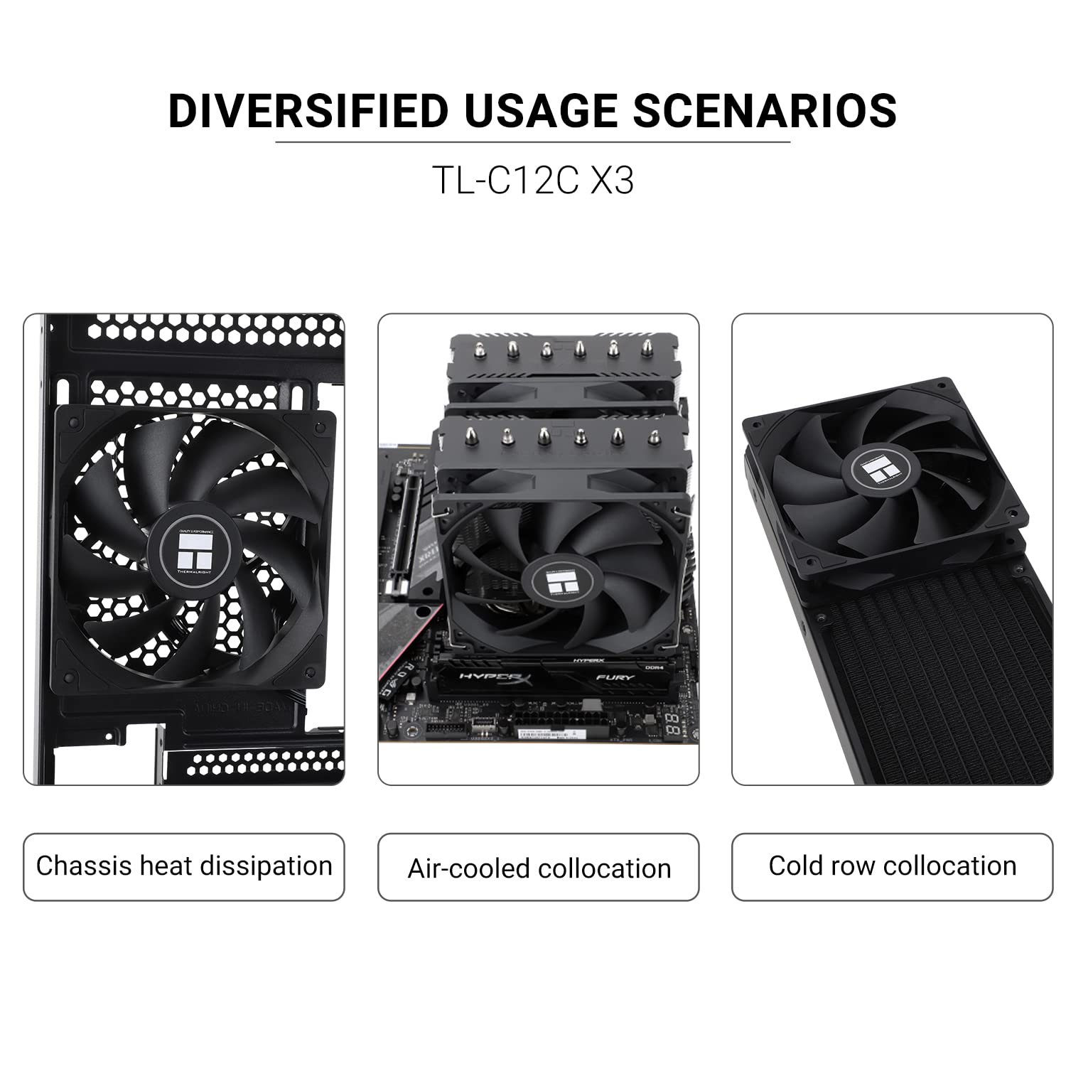 Thermalright TL-C12C X3 CPU Fan 120mm Case Cooler Fan, 4pin PWM Silent Computer Fan with S-FDB Bearing Included, up to 1550RPM Cooling Fan（3 Quantities）
