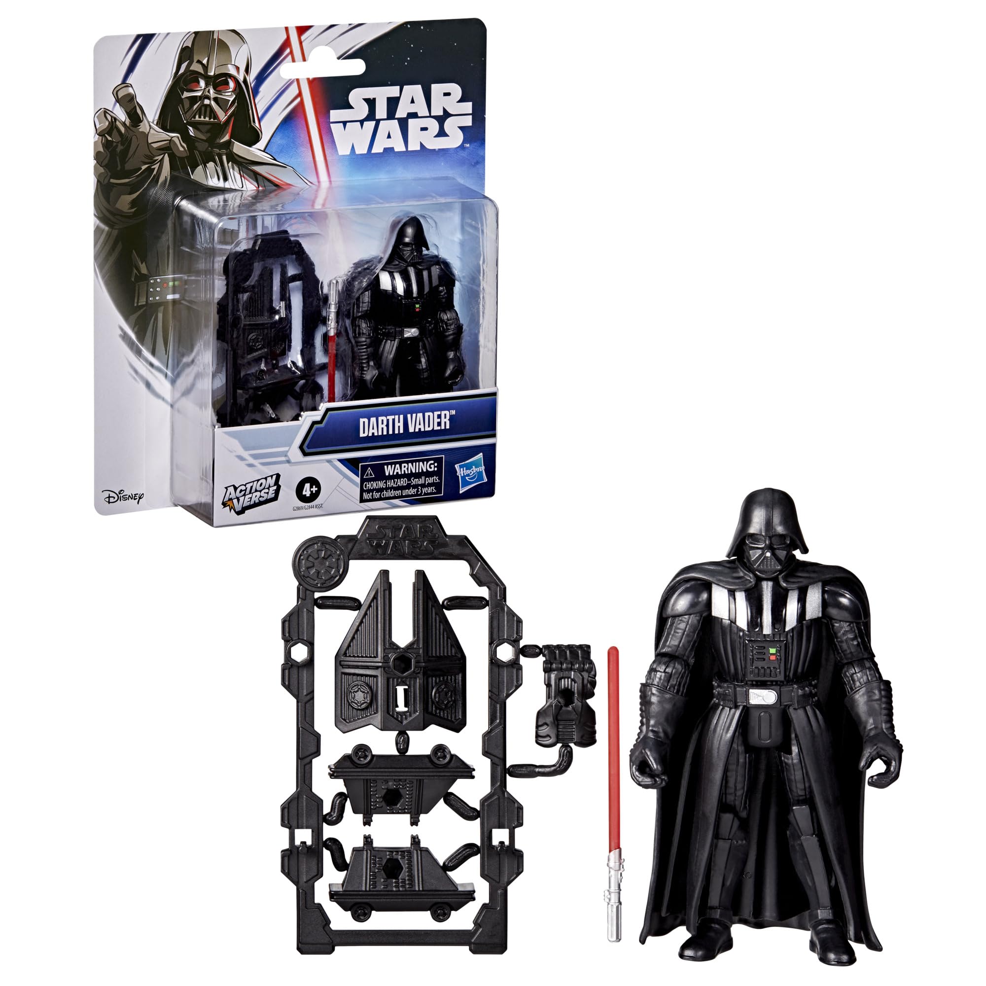 STAR WARS ActionVerse Darth Vader 4.5-Inch Action Figure & Accessories, Reusable Accessory Storage Rack, Toys for Boys & Girls Ages 4+