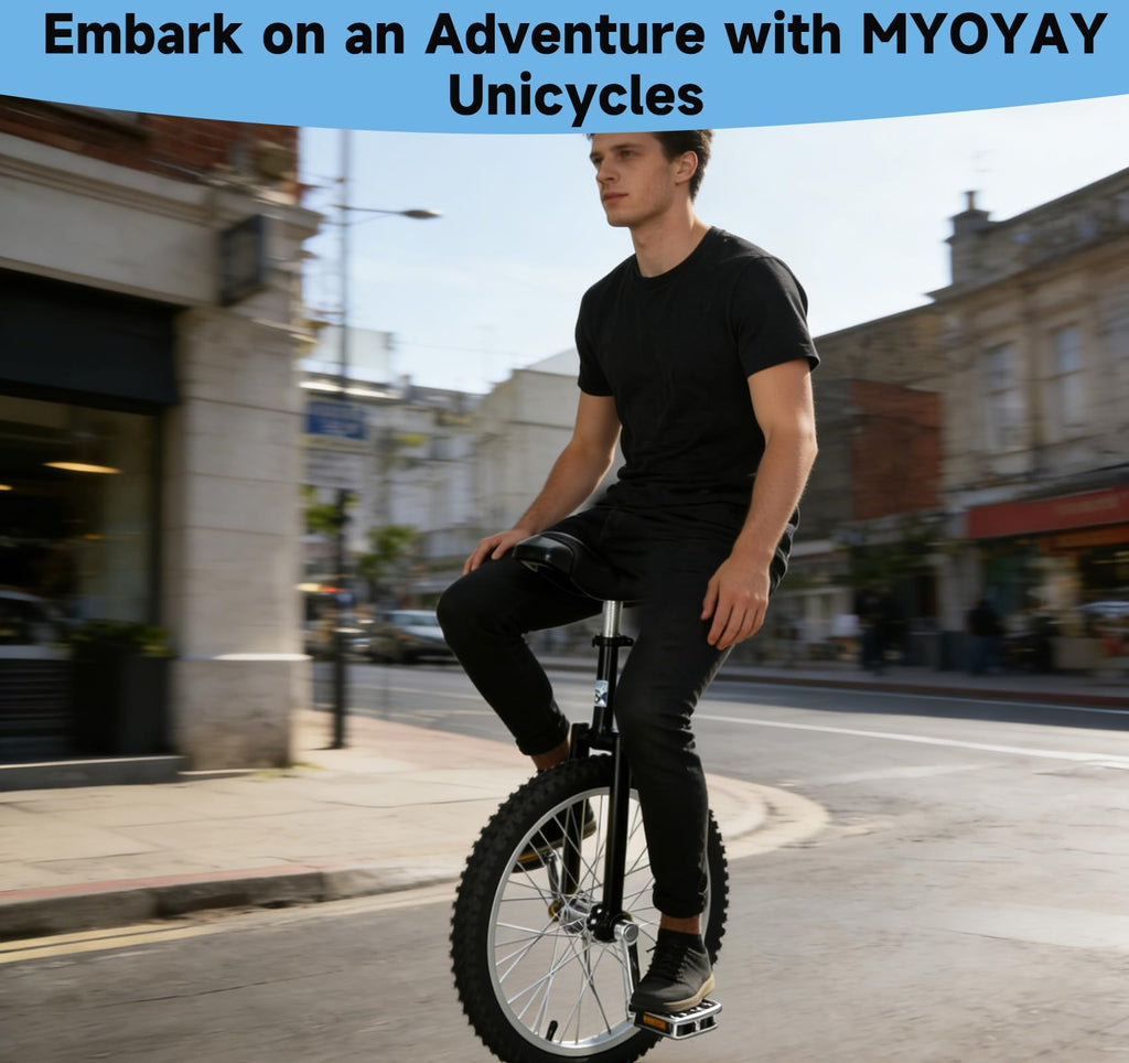 MYOYAY 20 Inch Unicycle,Unicycle for Adults,Mountain Unicycle Height Adjustable,Unicycle with Stand, Anti-Skid Pedal, Indoor Outdoor Sports Fitness Balance Training Fun Exercise Bicycle(Black)