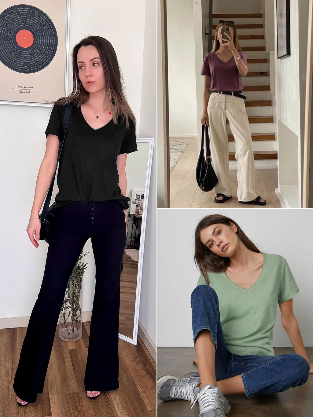 ATHMILE Womens Tops Shirts for Women Short Sleeve V Neck Tee Summer Fashion Trendy Soft Casual Spring Clothes Outfits Beach Black
