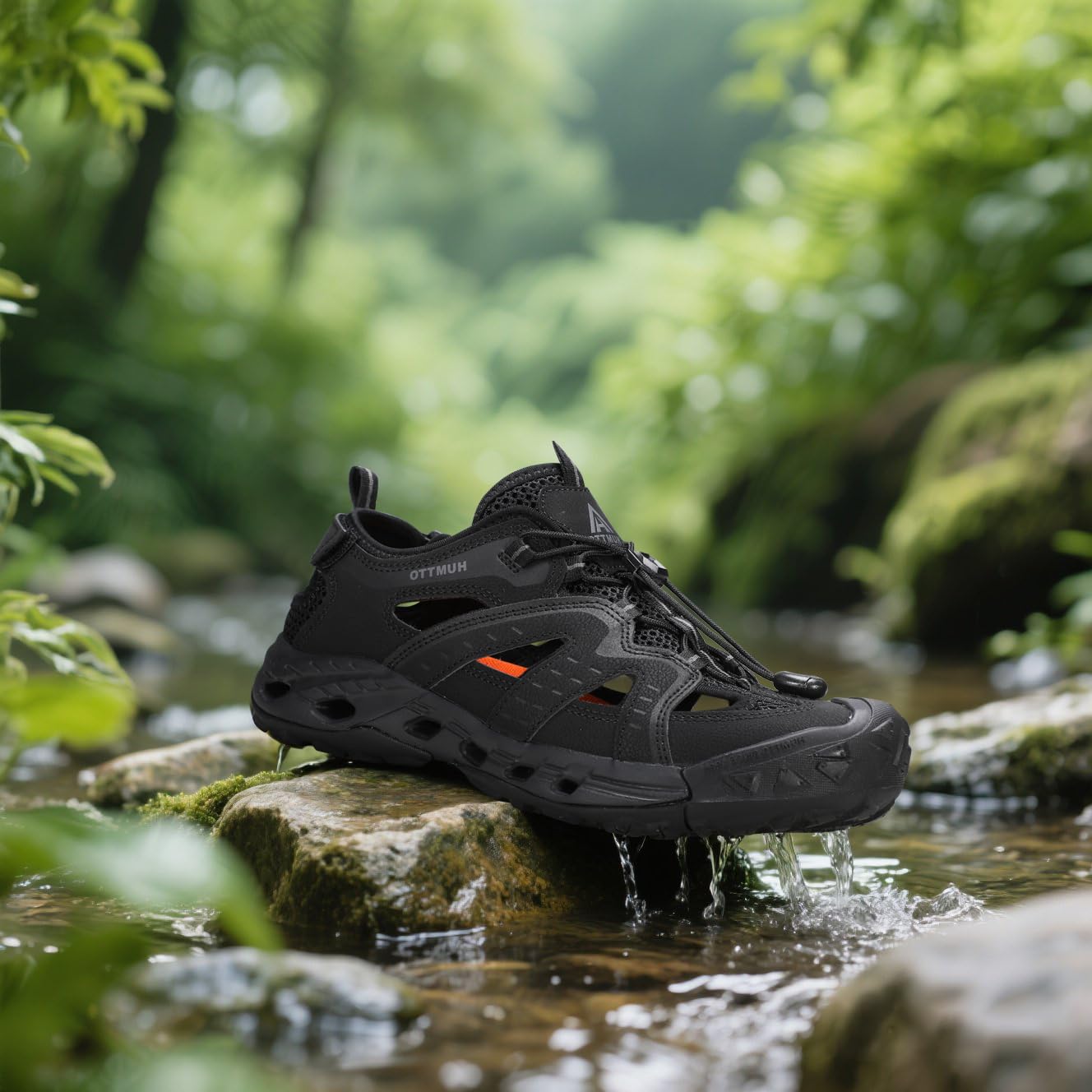 HUMTTO Men's Amphibious Closed Toe Hiking Sandals Quick-Dry Water Shoes Non-Slip Athletic Adjustable Outdoor Fisherman Beach Summer Walking Travel Shoe 10.5 Black