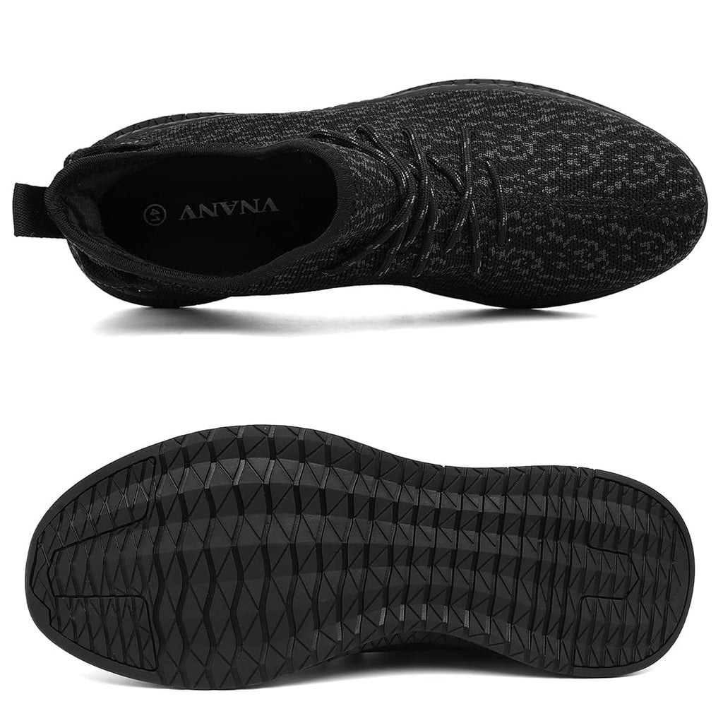 VNANV Mens Slip On Walking Shoes Lightweight Breathable Non Slip Running Comfortable Gym Tennis Athletic Fashion Sneakers Men (Black,8)