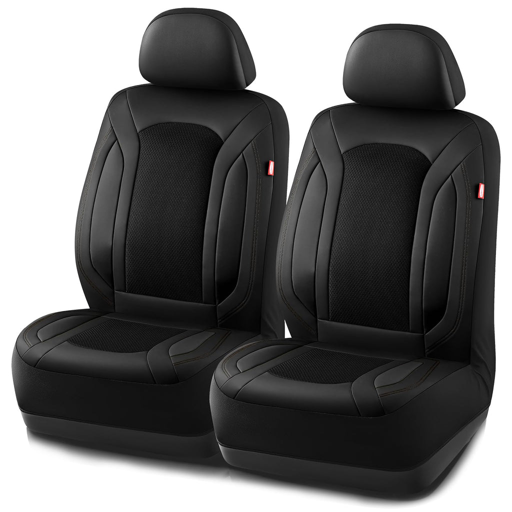 Rubbermaid Leather Mesh Car Seat Covers, Breathable Air Mesh Front Seat Cover, Universal Fit Slip-on Design, Airbag Compatible, Automotive Seat Protector for Most Cars, SUVs, Trucks, Vans-Black