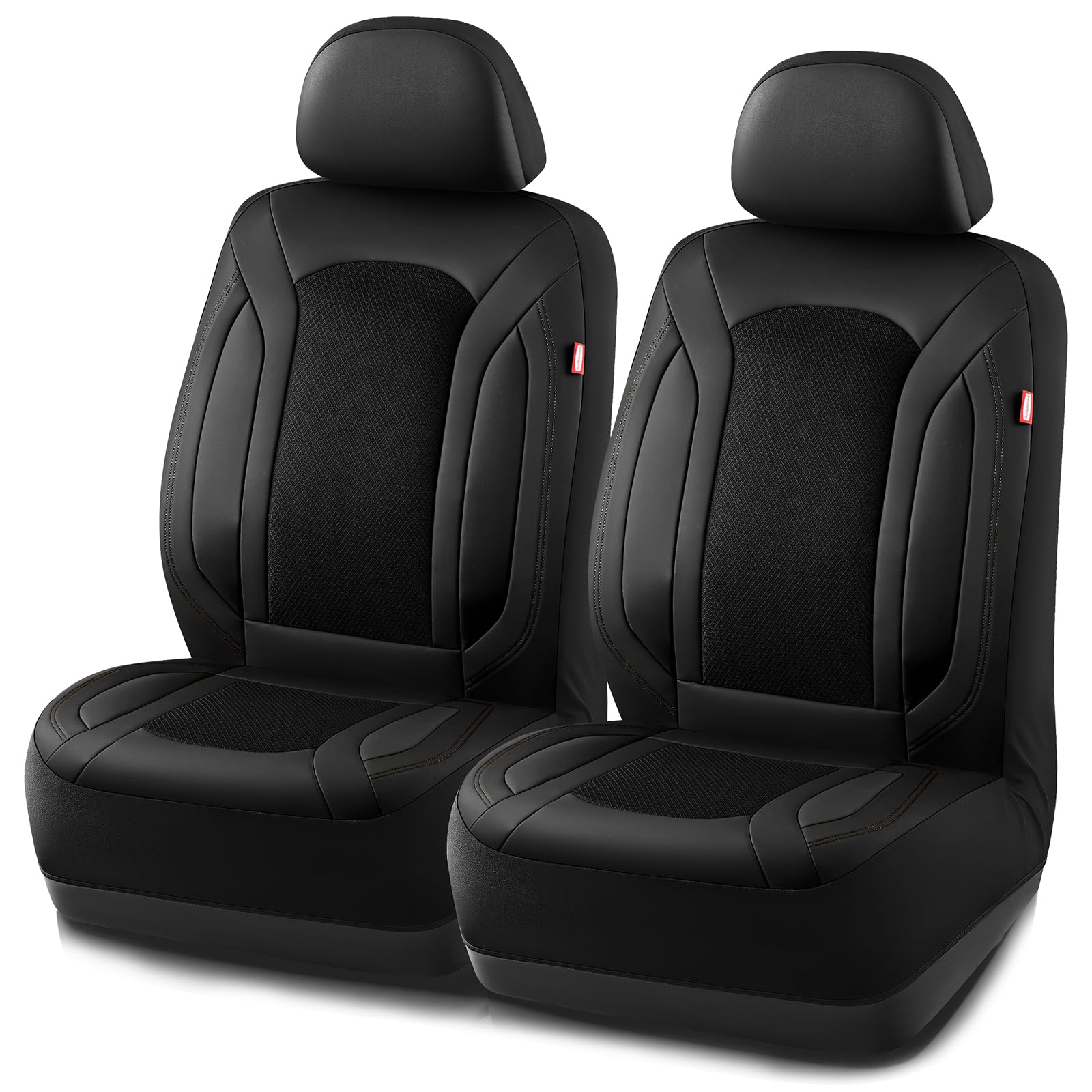 Rubbermaid Leather Mesh Car Seat Covers, Breathable Air Mesh Front Seat Cover, Universal Fit Slip-on Design, Airbag Compatible, Automotive Seat Protector for Most Cars, SUVs, Trucks, Vans-Black