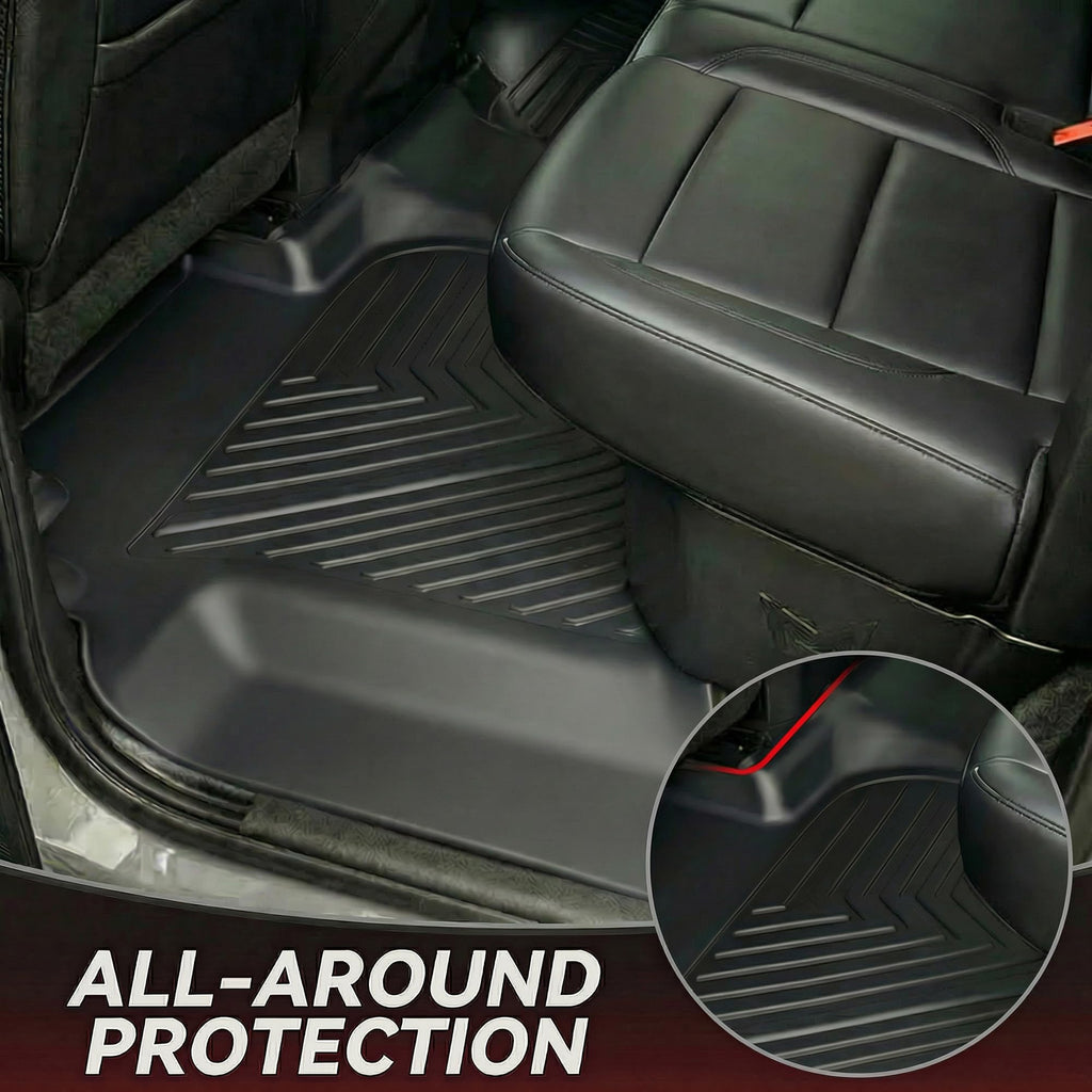 YITAMOTOR Floor Mats for 2019-2026 Chevrolet Silverado/GMC Sierra 1500 & 2020-2026 Chevy Silverado/GMC Sierra 2500HD/3500HD Crew Cab With Underseat Storage Box Bucket Seat, 1st & 2nd Row, Black