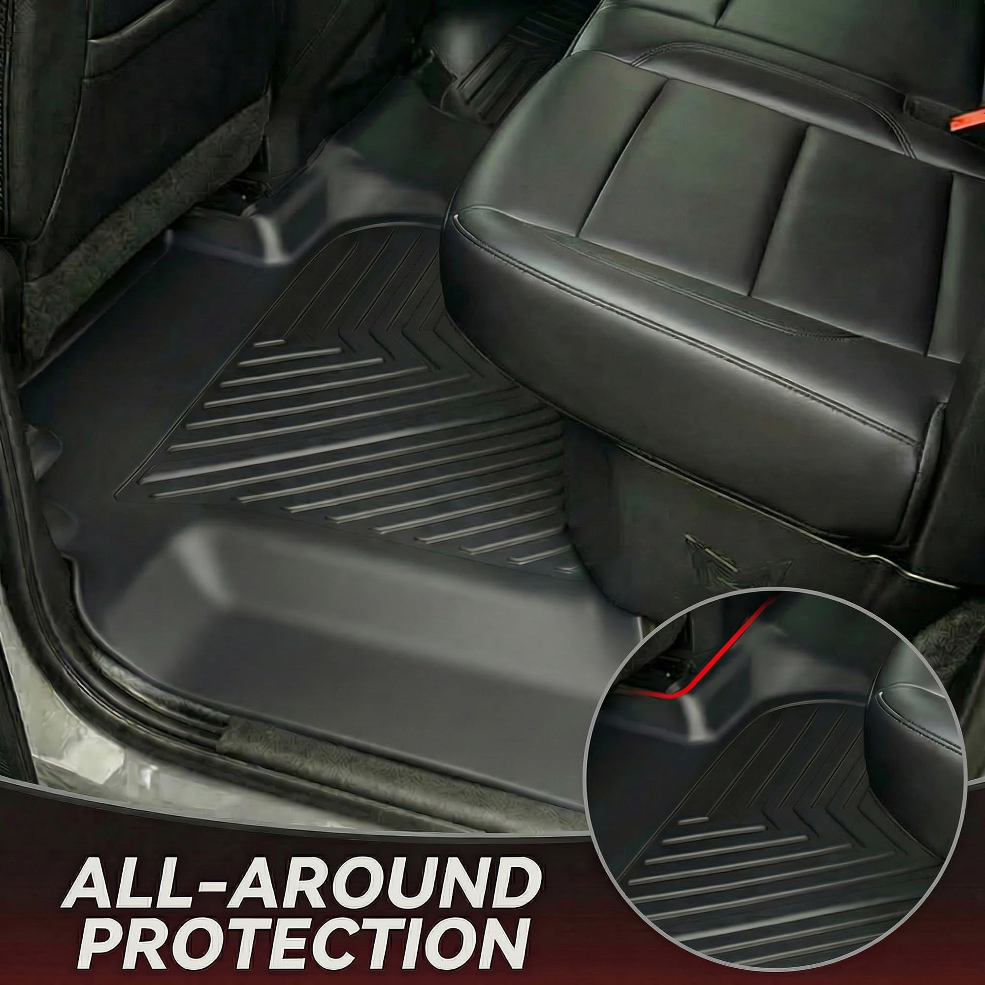 YITAMOTOR Floor Mats for 2019-2026 Chevrolet Silverado/GMC Sierra 1500 & 2020-2026 Chevy Silverado/GMC Sierra 2500HD/3500HD Crew Cab With Underseat Storage Box Bucket Seat, 1st & 2nd Row, Black