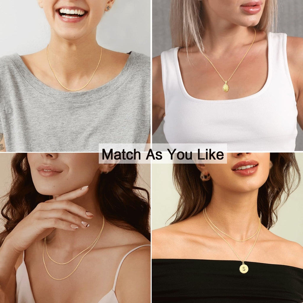 Jewlpire 14K Gold Plated Chain Necklace for Women, 1.1mm Cable Chain Necklace 14K Gold Plated Chain for Women Comfortable Women's Chain Necklace 16 Inch