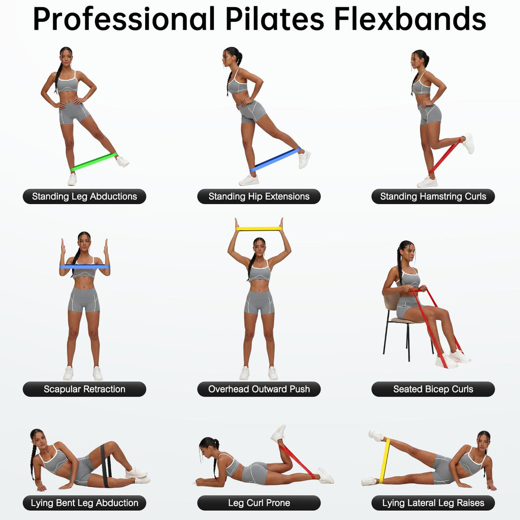 Resistance Bands for Working Out, 5-Pack Elastic Exercise Bands for Strength Training, Stretching, Workout; Home Gym Equipment for Women Men, Pilates Yoga Physical Therapy, Leg Glute Arm Exercise Kit