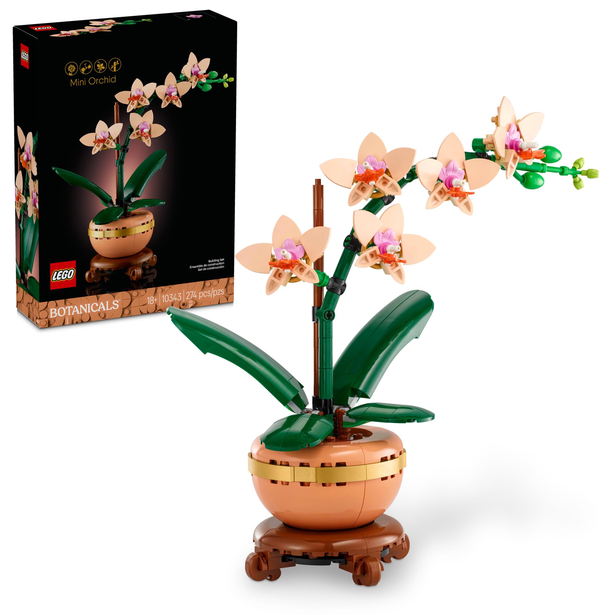 LEGO Botanicals Mini Orchid Building Set - Artificial, for Home Decor, Adults Ages 18+ - Gift for Birthdays - Indoor Plant Decorations for Table, Desk, Office - 10343